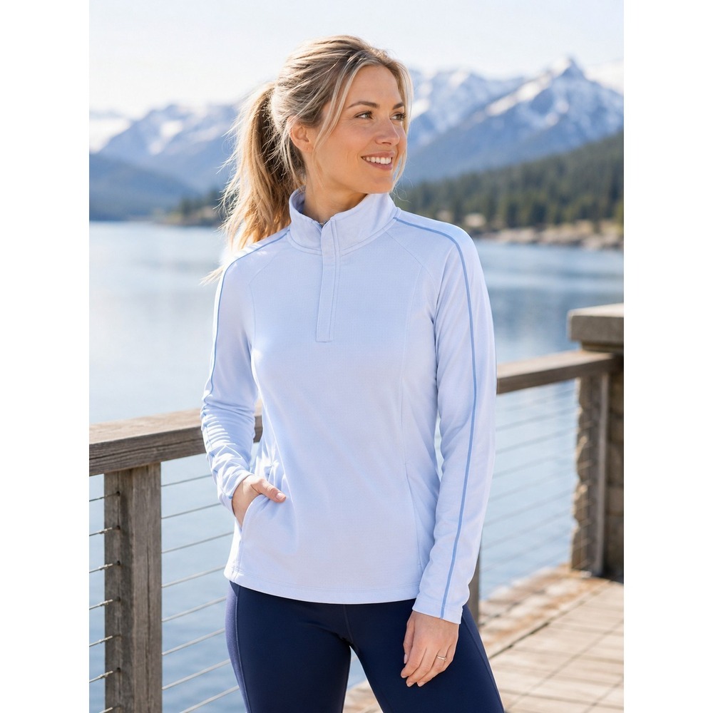 Mondetta Performance Luxury 1/4 Zip Pullover Women L Pockets Stretch Light Layer